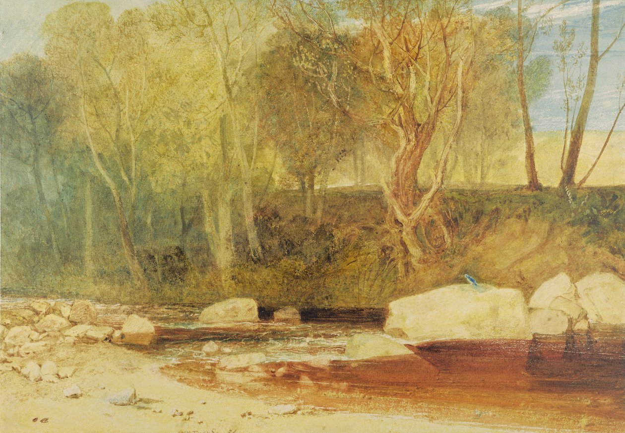 On the Washburn, cca 1815 (akvarel a grafit s bílým zvýrazněním na papíře) od Joseph Mallord William Turner