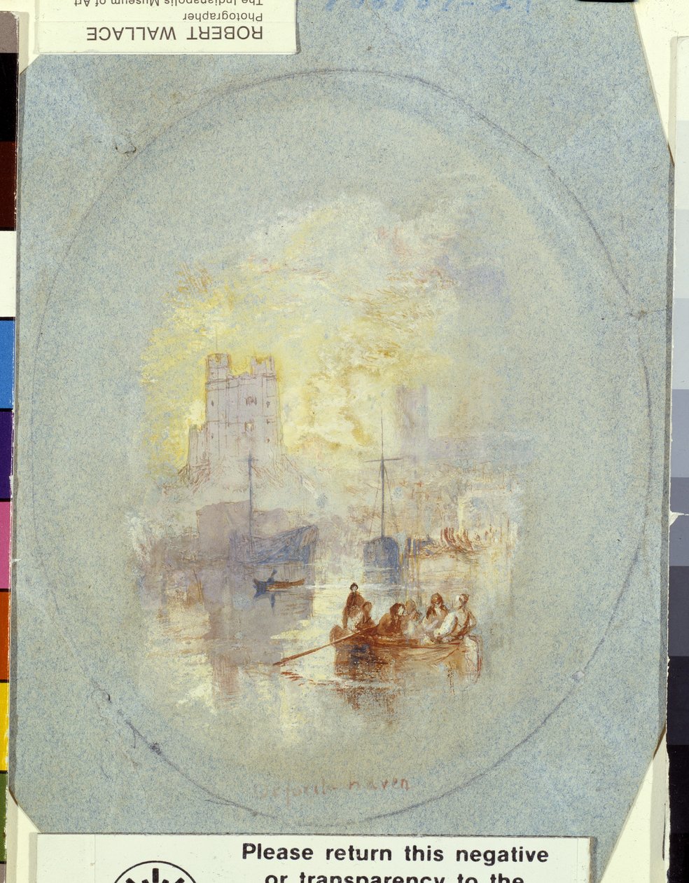 Orford Haven (kvaš zpevněný perem a inkoustem na modrém papíře) od Joseph Mallord William Turner