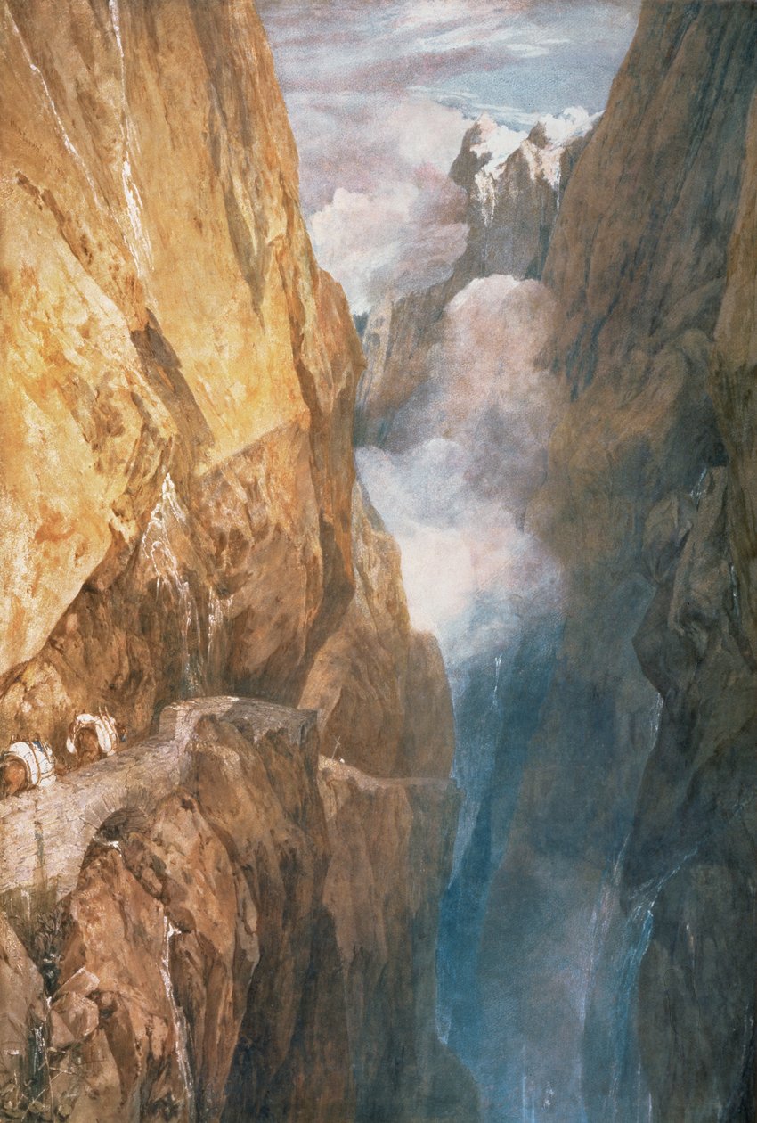 Průchod Mount St. Gotthard z Devils Bridge, 1804 (wc na papíře) od Joseph Mallord William Turner