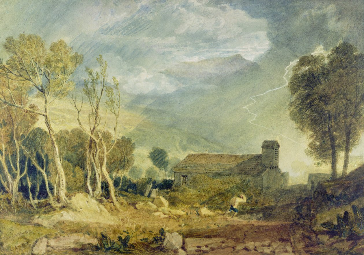 Patterdale Old Church, cca 1810-15 (akvarel přes grafit na papíře) od Joseph Mallord William Turner
