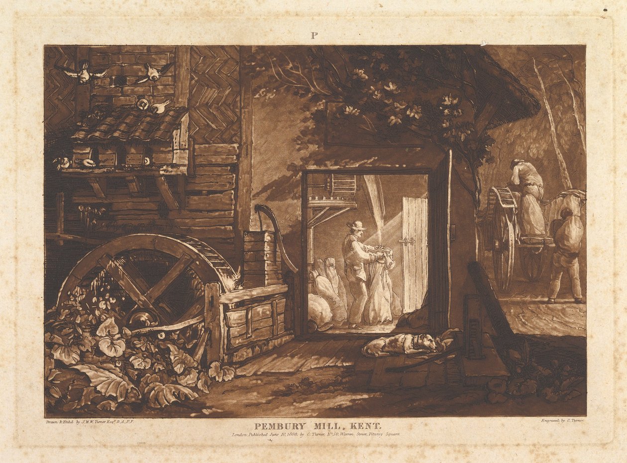 Pembury Mill, Kent Book of Studies, část III, deska 12, 10. června 1808 od Joseph Mallord William Turner
