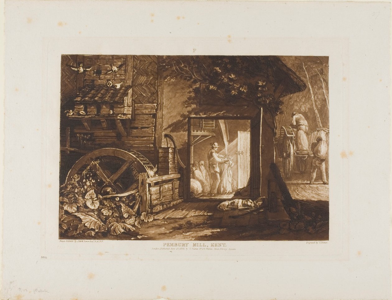 Pembury Mill, Kent, deska 12 od Liber Studiorum od Joseph Mallord William Turner