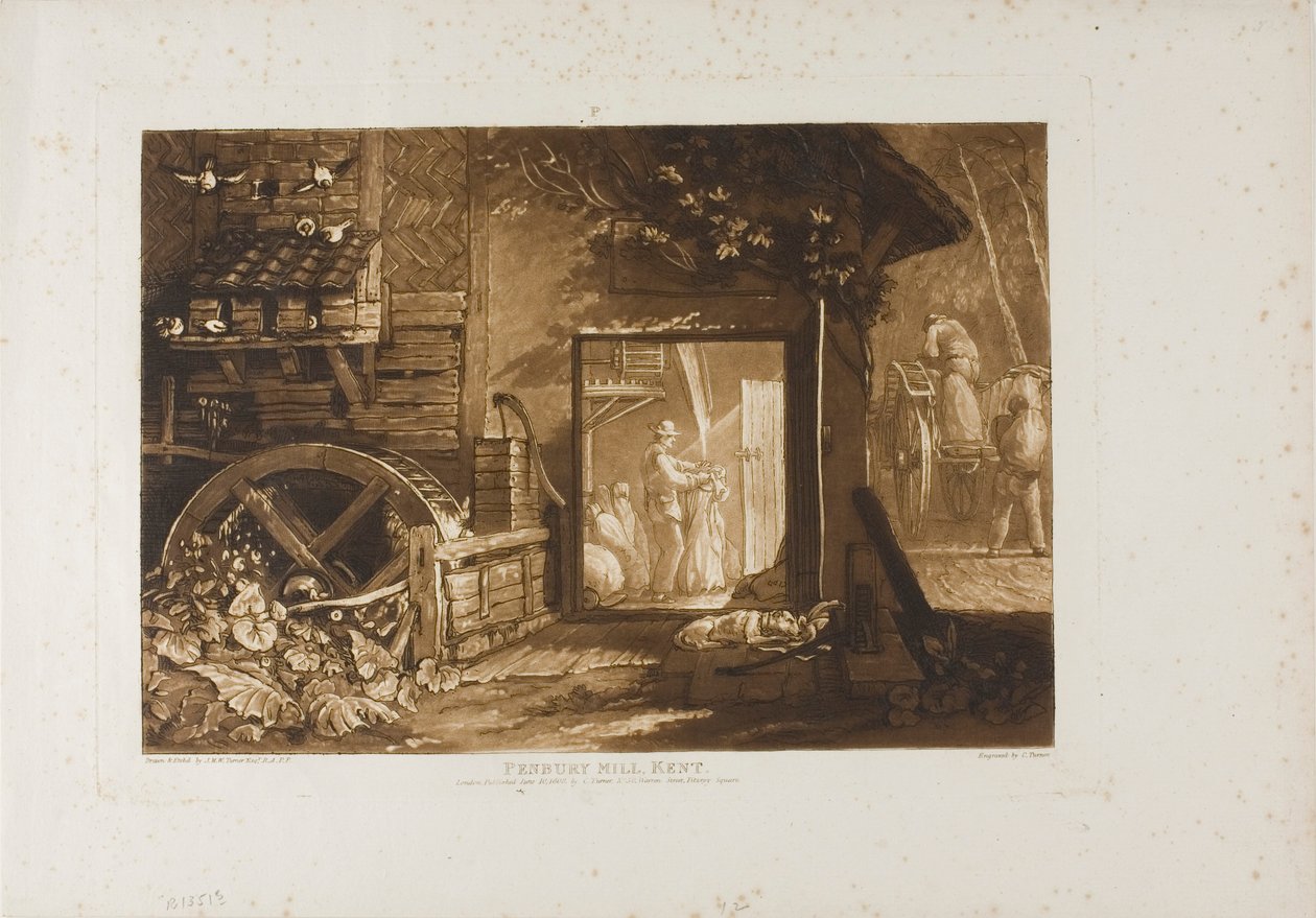 Pembury Mill, Kent, deska 12 od Liber Studiorum od Joseph Mallord William Turner