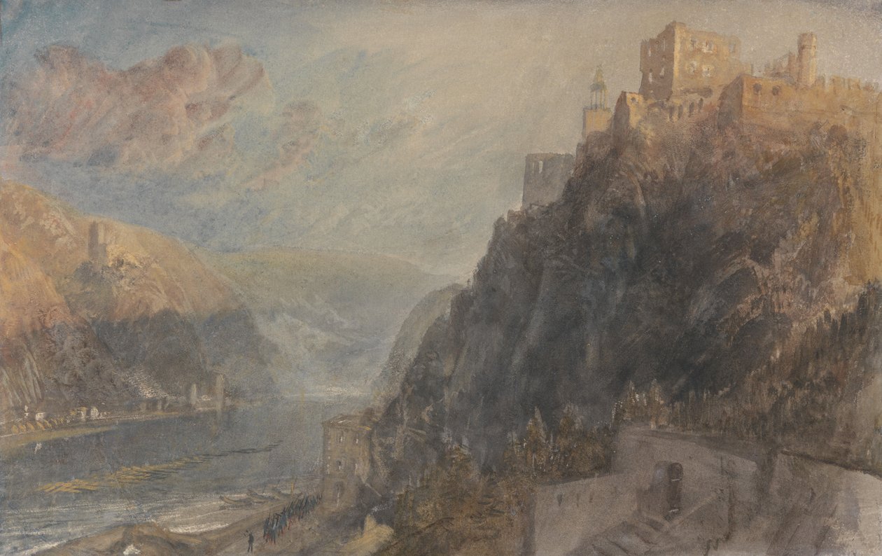 Rheinfels s pohledem na Katz a Goarhausen od Joseph Mallord William Turner