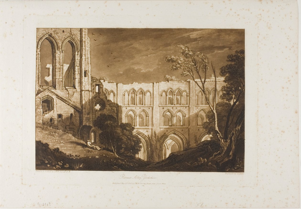 Opatství Rivaux, deska 51 z Liber Studiorum od Joseph Mallord William Turner