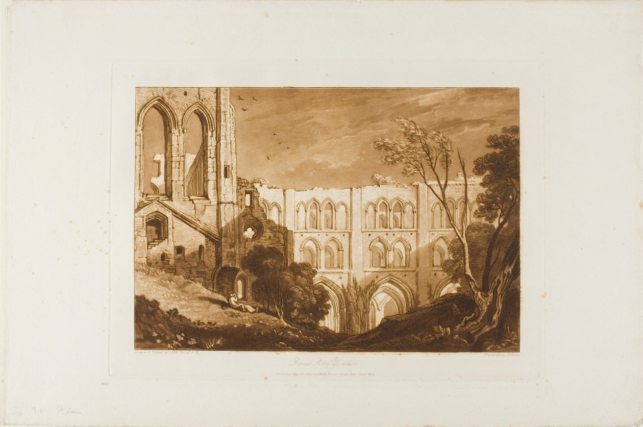 Opatství Rivaux, deska 51 z Liber Studiorum od Joseph Mallord William Turner