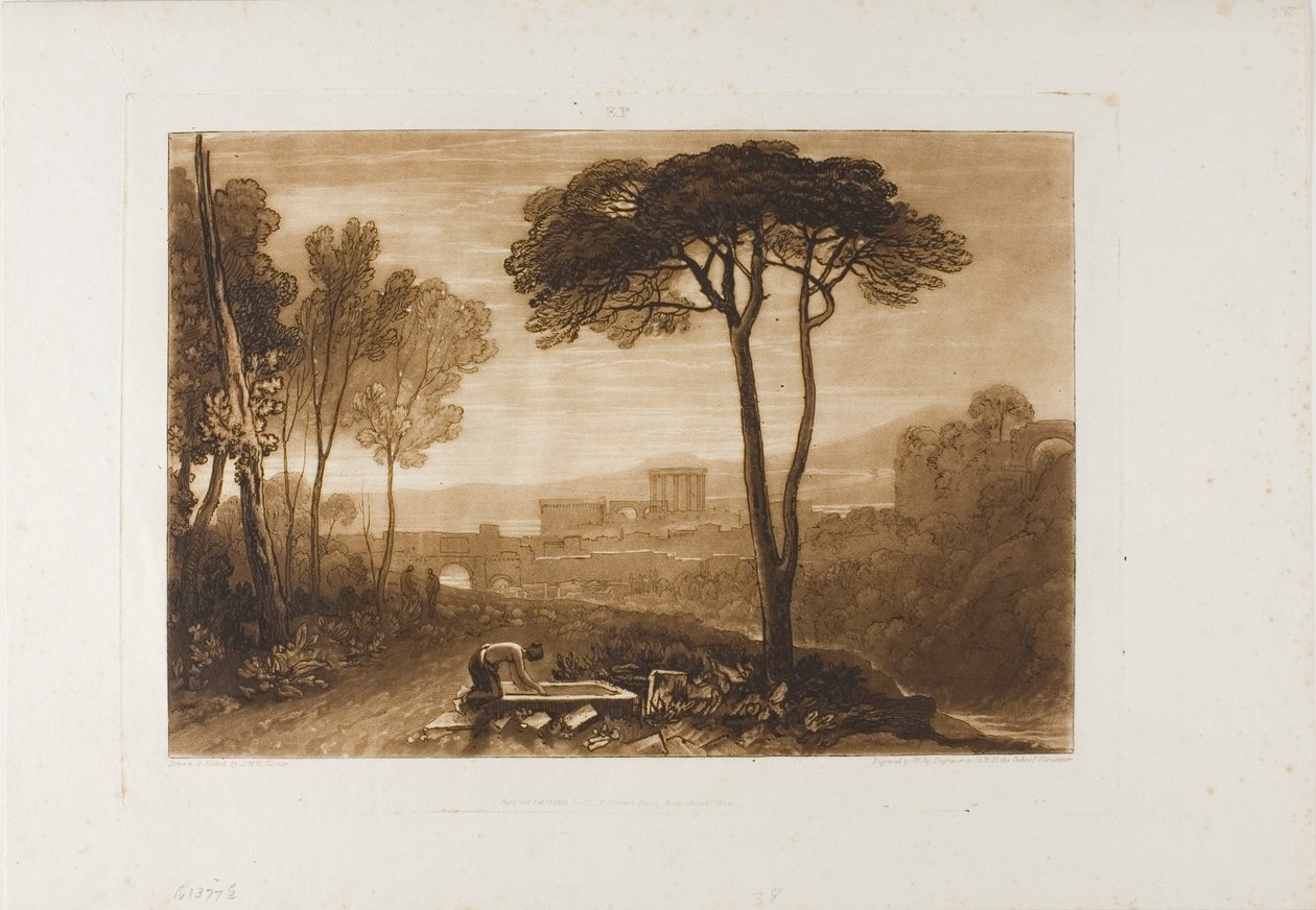 Scéna ve společnosti, deska 38 z Knihy studií od Joseph Mallord William Turner