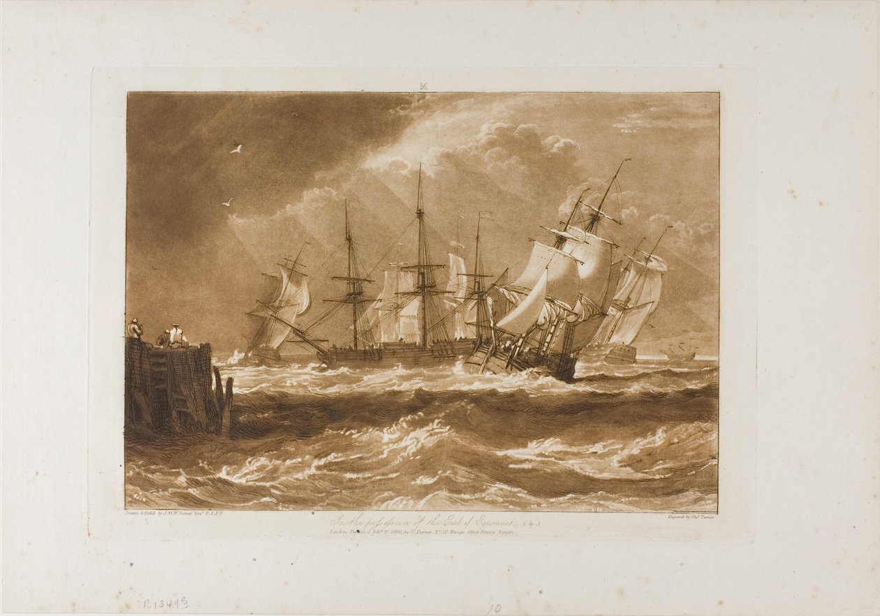 Lodě ve větru, deska 10 od Liber Studiorum od Joseph Mallord William Turner