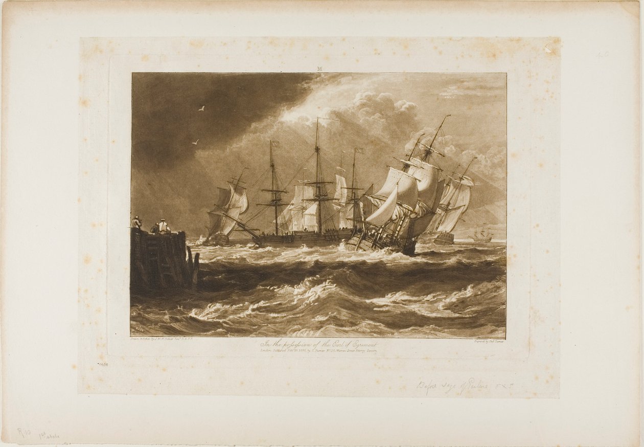 Lodě ve větru, deska 10 od Liber Studiorum od Joseph Mallord William Turner
