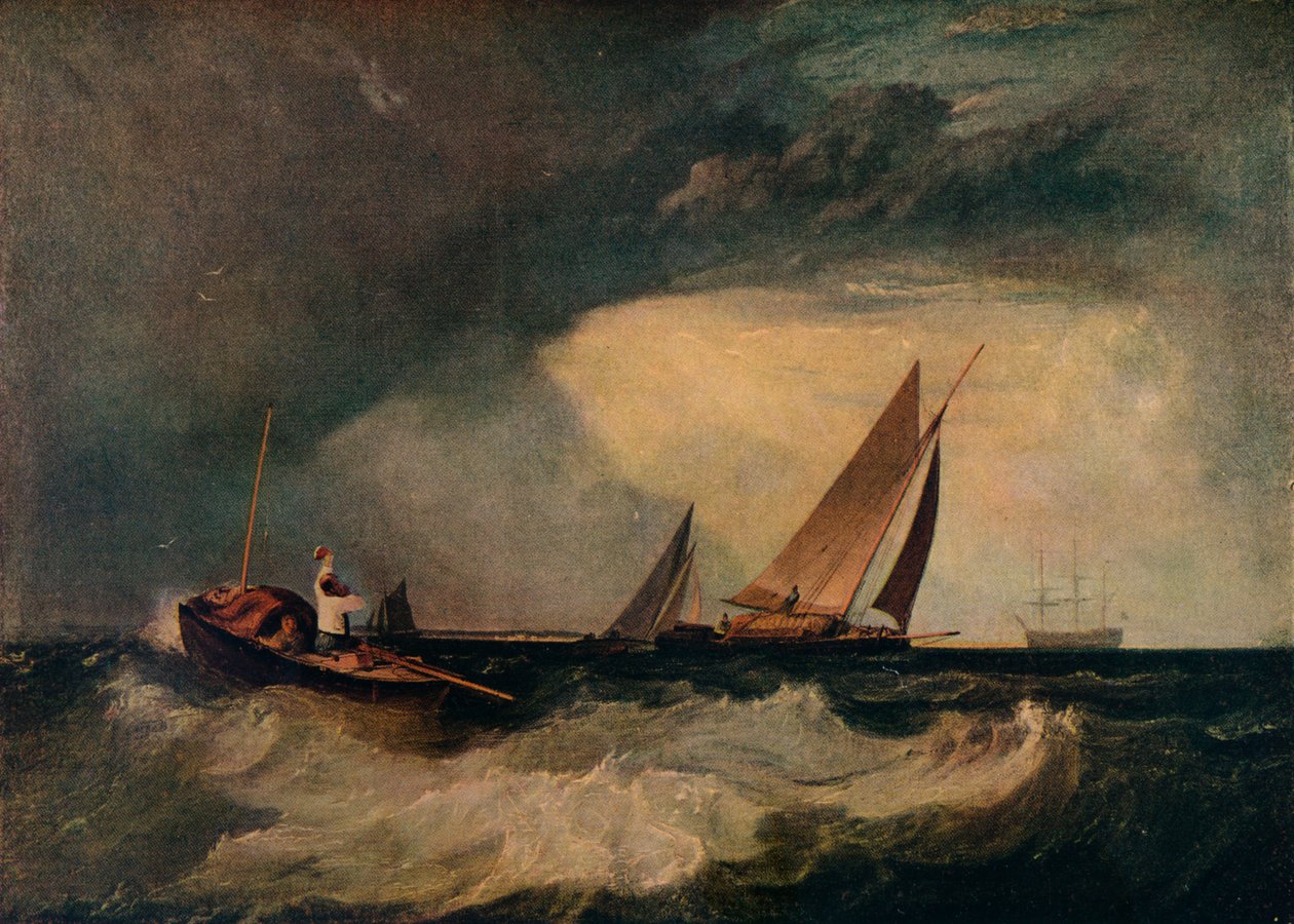 Shoeburyness Fisherman Hailing a Whitstable Hoy, alias The Pilot Boat, and The Red Cap, c1809 od Joseph Mallord William Turner