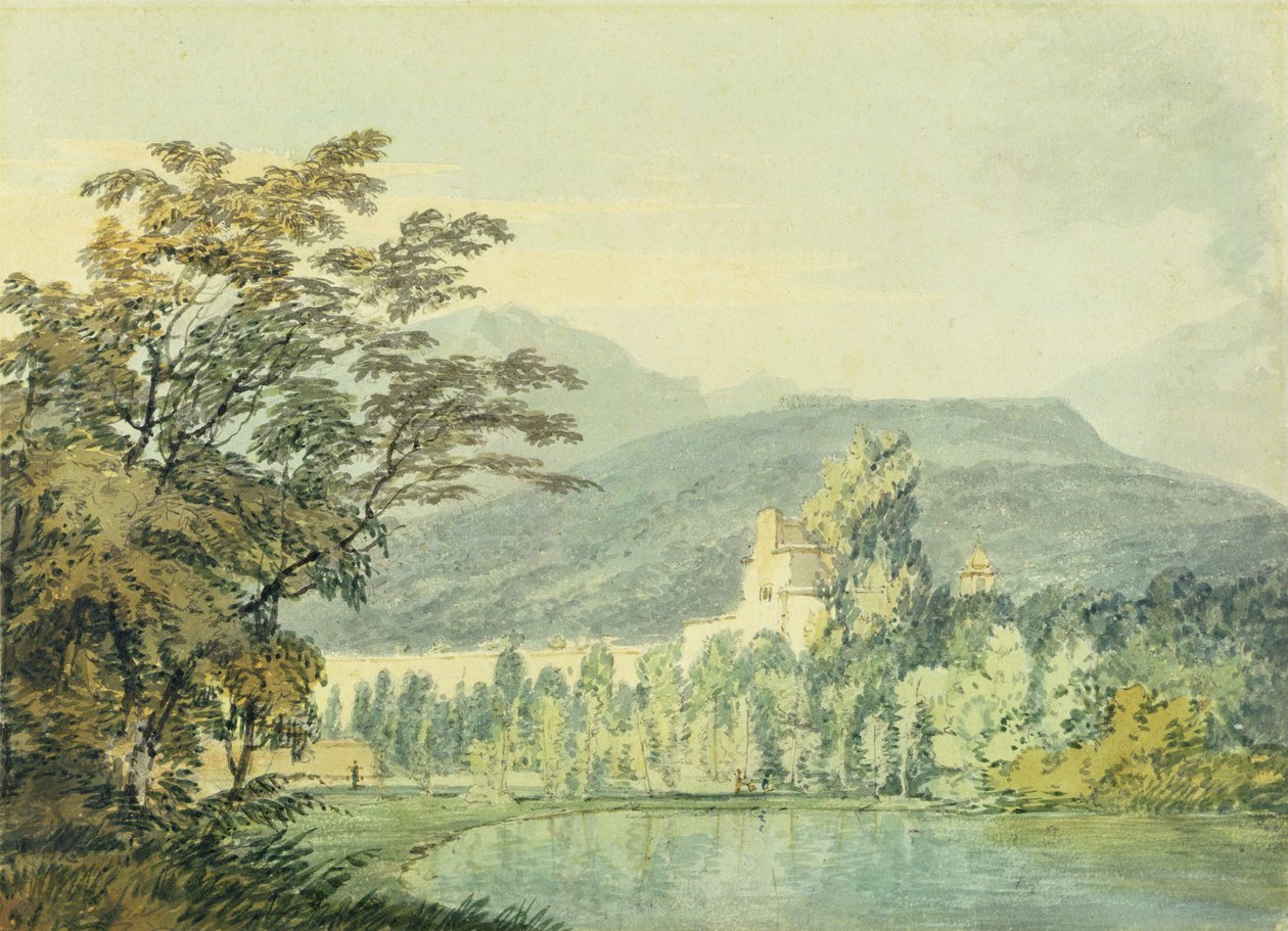 Vila sira Williama Hamiltona, kolem roku 1795 (wc nad tužkou na papíře) od Joseph Mallord William Turner
