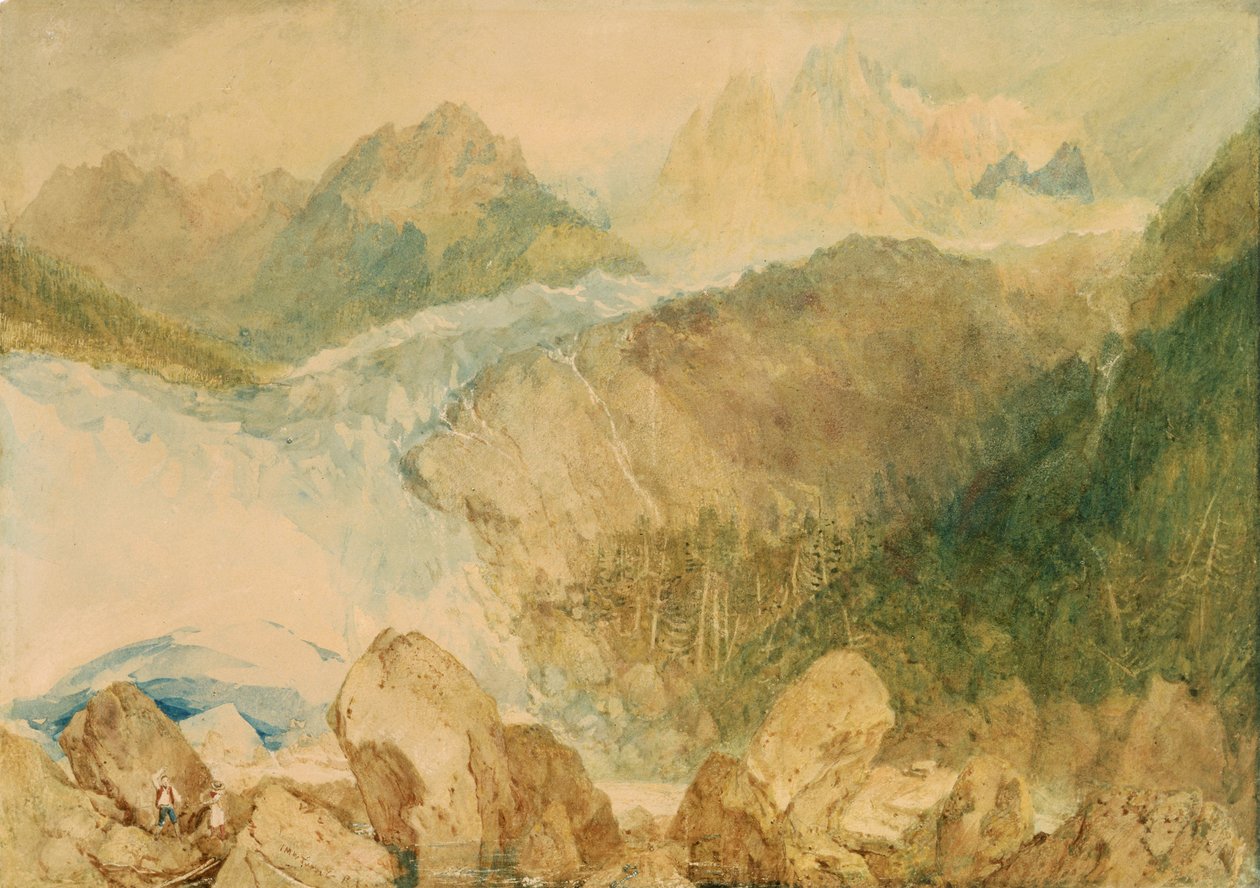Pramen Arveiron, asi 1806 (akvarel se škrábanci na papíře) od Joseph Mallord William Turner