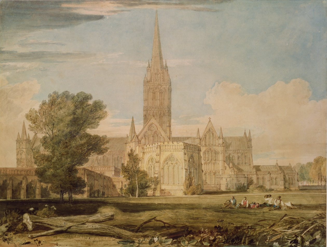 Jižní pohled na katedrálu v Salisbury, 1797-98 od Joseph Mallord William Turner