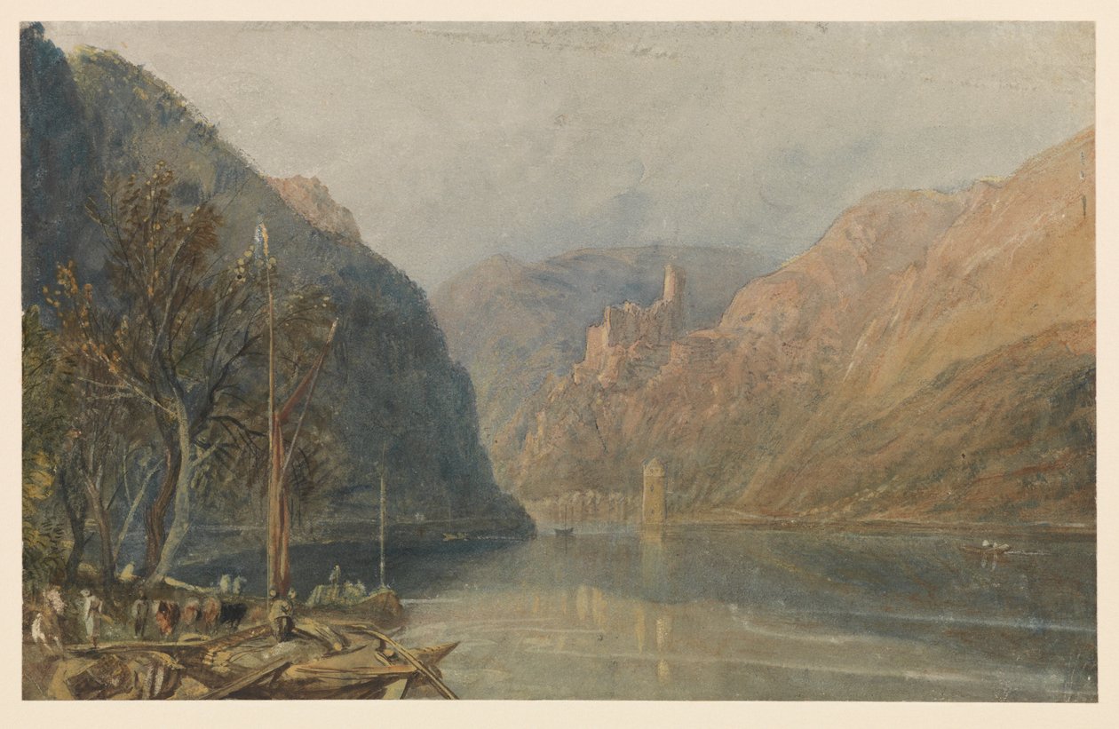 St Goarshausen a zámek Katz, 1817 od Joseph Mallord William Turner