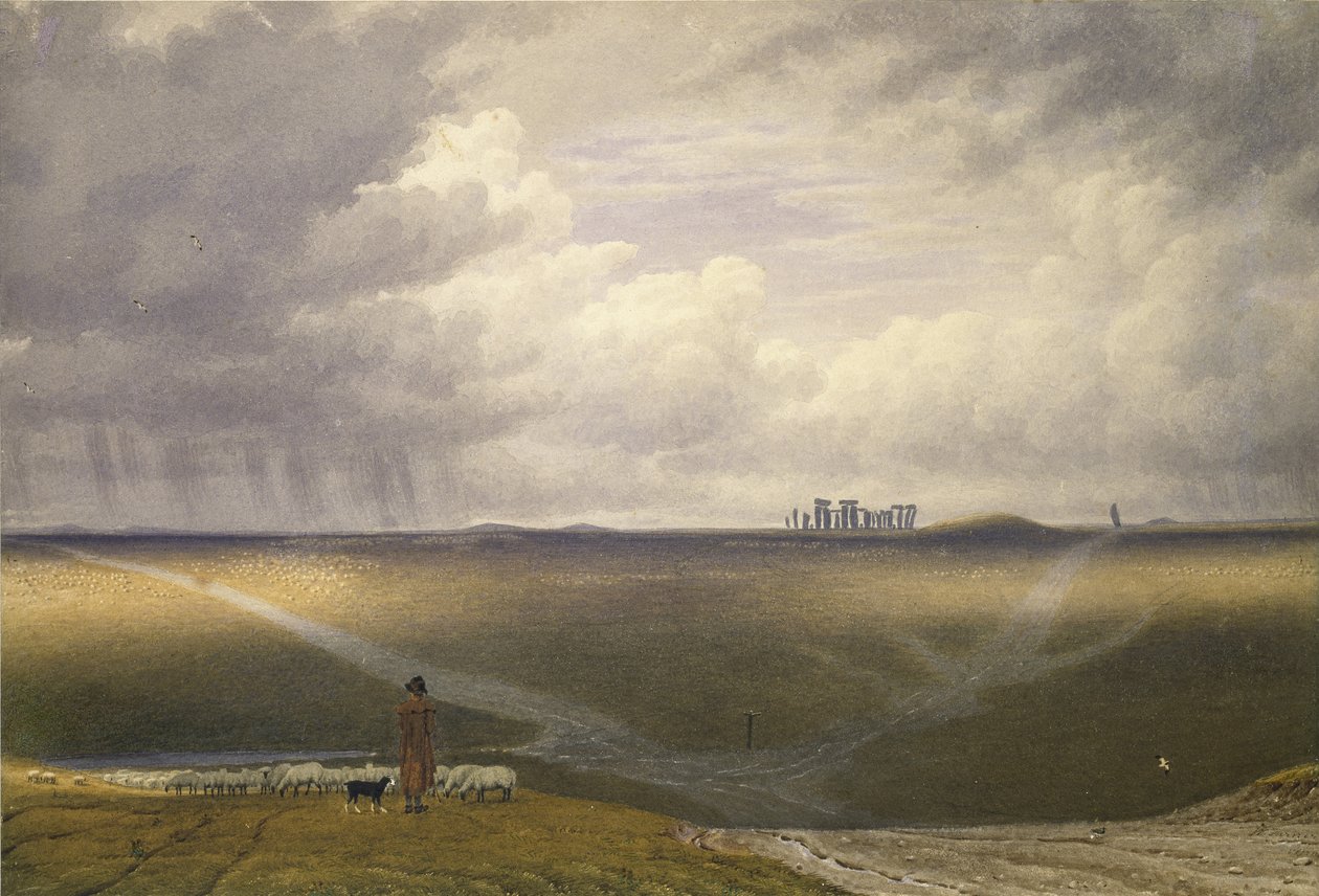 Stonehenge - Deštivý den (akvarel na papíře) od Joseph Mallord William Turner