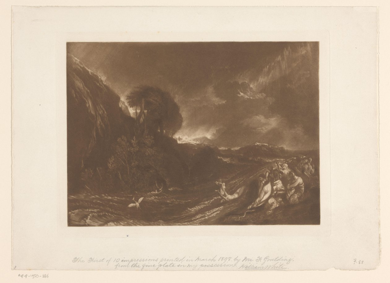 Bouřlivá krajina s povodněmi a tonoucími lidmi Potopa Krajinářské studie (název série) Liber Studiorum (název série) od Joseph Mallord William Turner