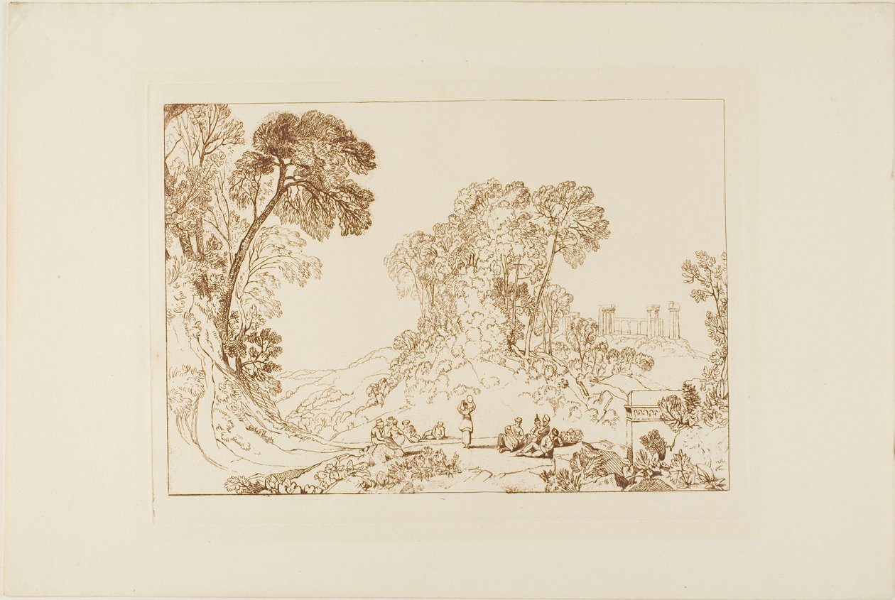 Jupiterův chrám na ostrově Aegina, deska 77 z Liber Studiorum od Joseph Mallord William Turner