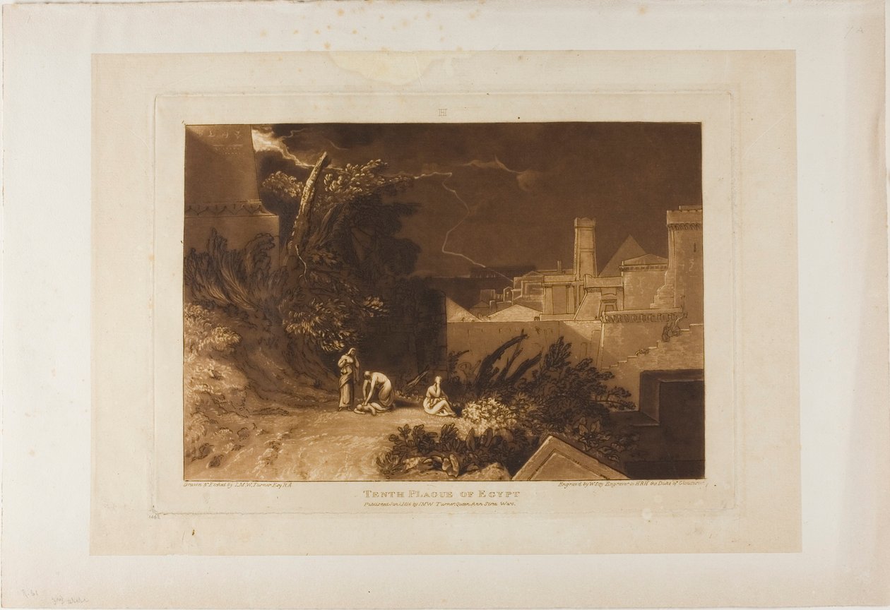 Desátá egyptská rána, deska 61 od Liber Studiorum od Joseph Mallord William Turner
