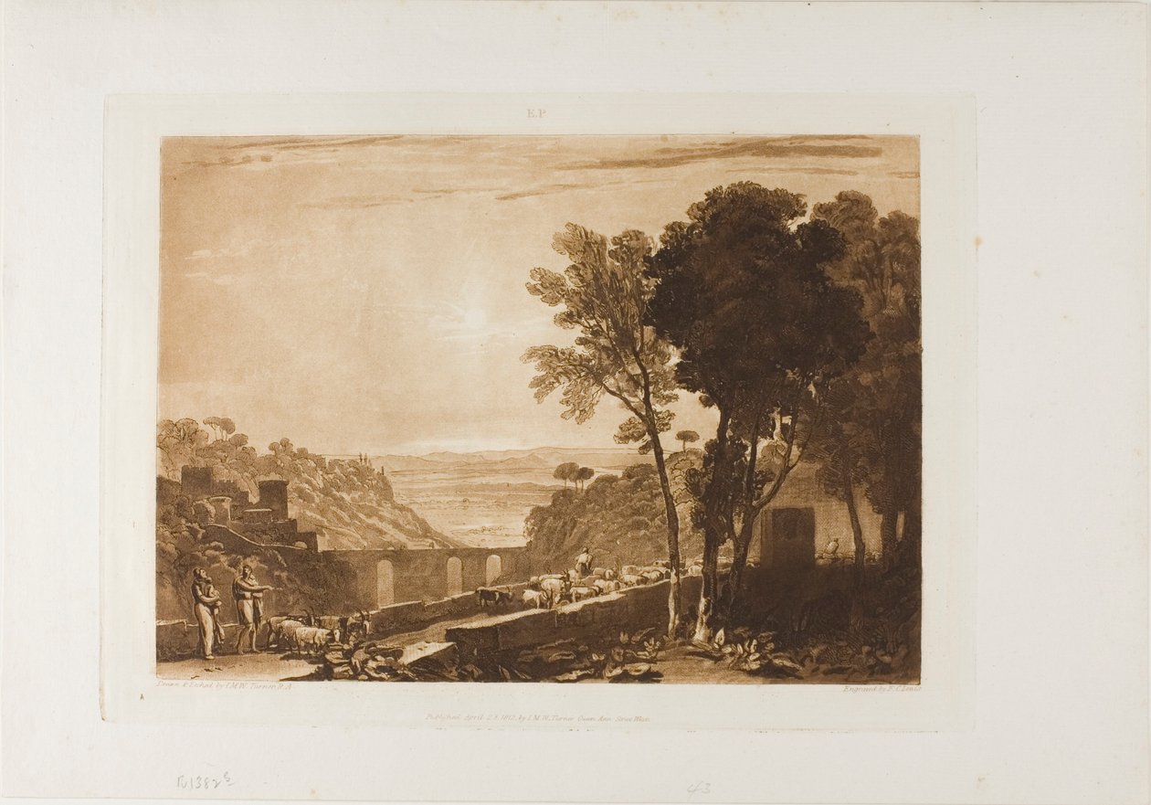 Most a kozy, deska 43 od LIber Studiorum od Joseph Mallord William Turner