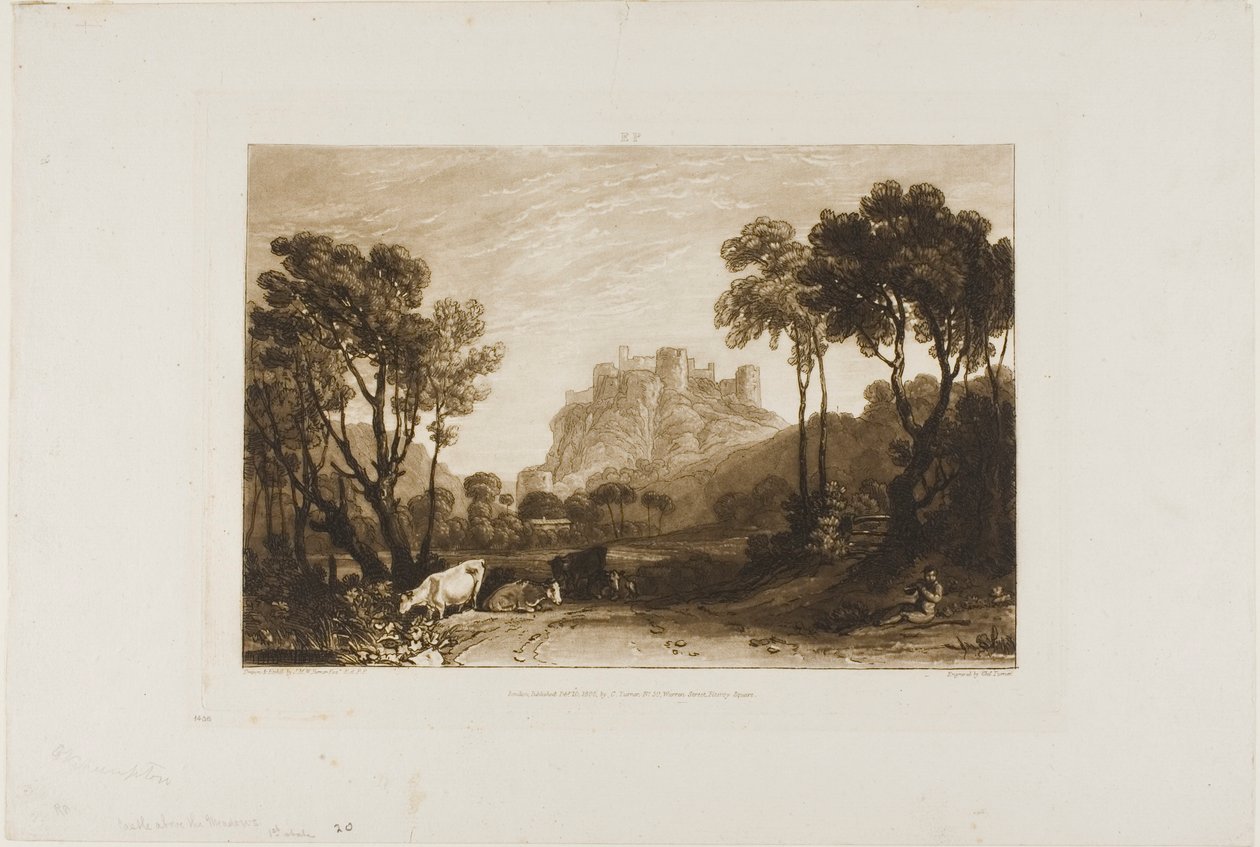 The Castle Above the Meadows, deska 8 od Liber Studiorum od Joseph Mallord William Turner