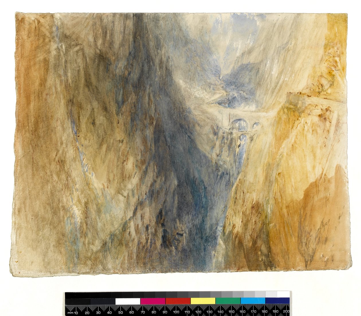 The Devils Bridge, St Gothard (wc s perem a inkoustem přes tužku na papíře) od Joseph Mallord William Turner