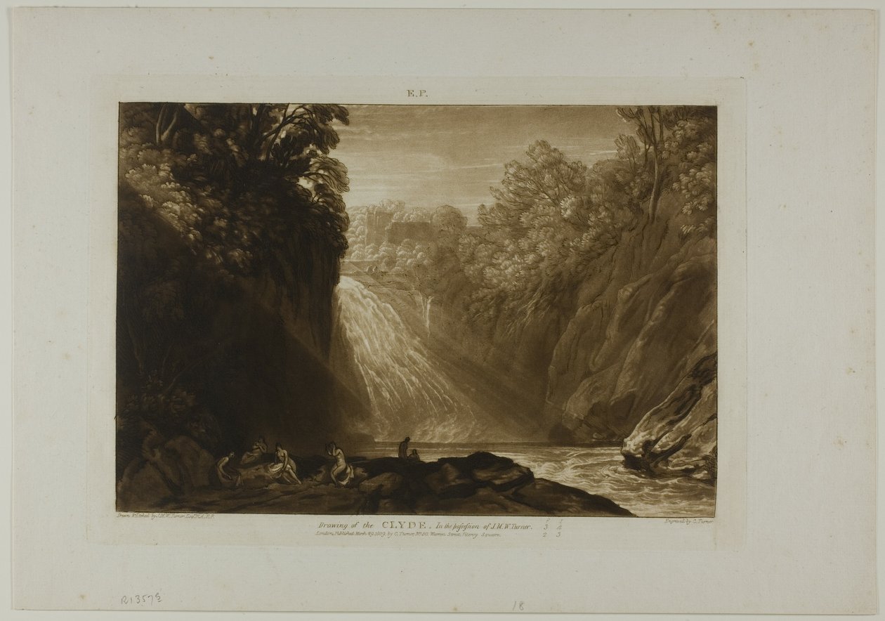 The Fall of the Clyde, deska 18 od Liber Studiorum od Joseph Mallord William Turner