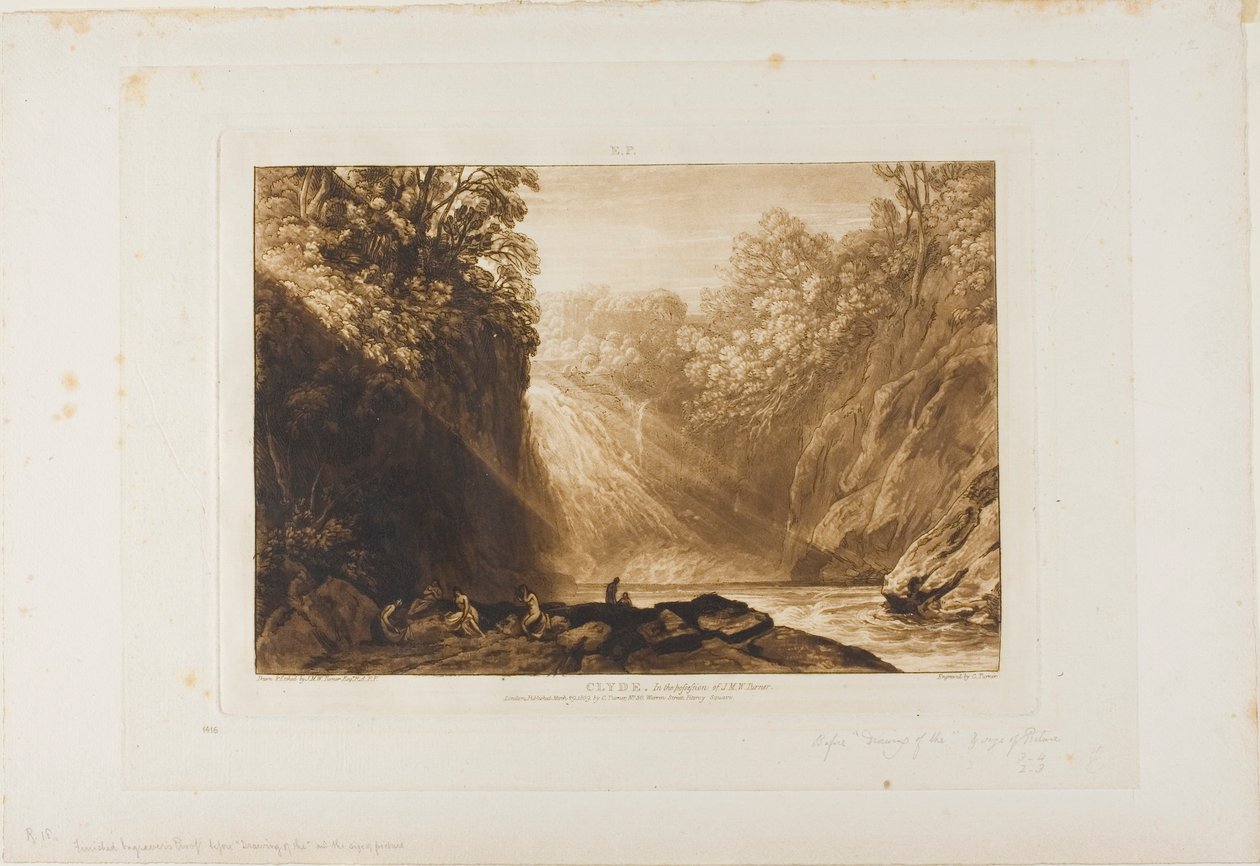 The Fall of the Clyde, deska 18 od Liber Studiorum od Joseph Mallord William Turner
