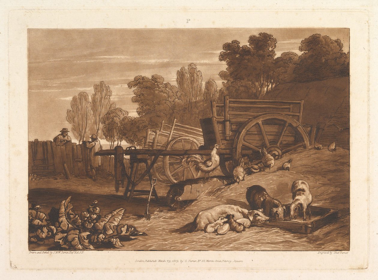 Statek s kohoutem Liber Studiorum, díl IV, deska 17, 29. března 1809. od Joseph Mallord William Turner