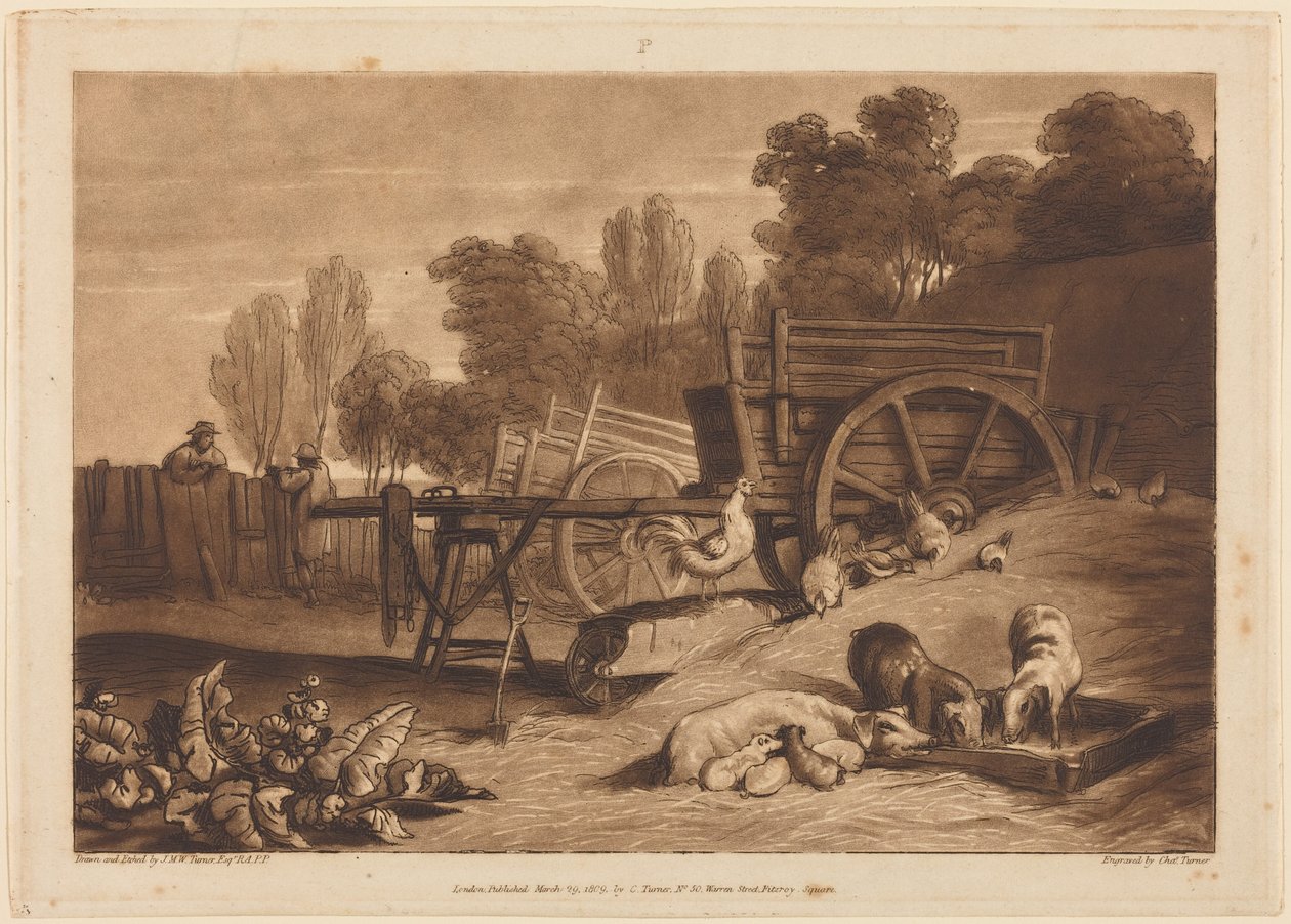 Hospodářský dvůr s kohoutem od Joseph Mallord William Turner