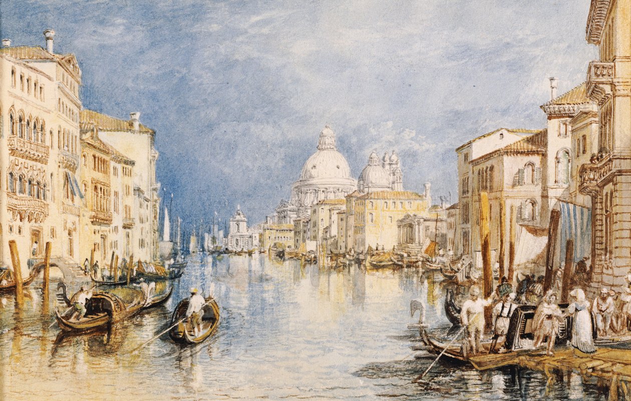 Canal Grande, Benátky, s gondolami a postavami v popředí, c.1818 od Joseph Mallord William Turner