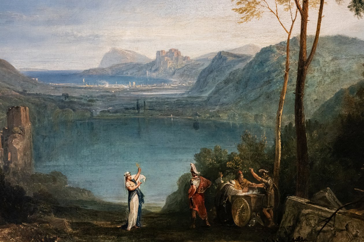 Jezero Avernus, Aeneas, Cumaean Sybil, detail od Joseph Mallord William Turner