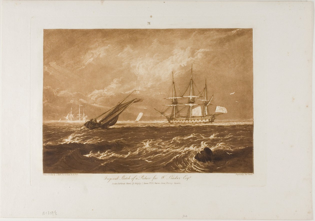 The Leader Sea Piece, deska 20 od Liber Studiorum od Joseph Mallord William Turner