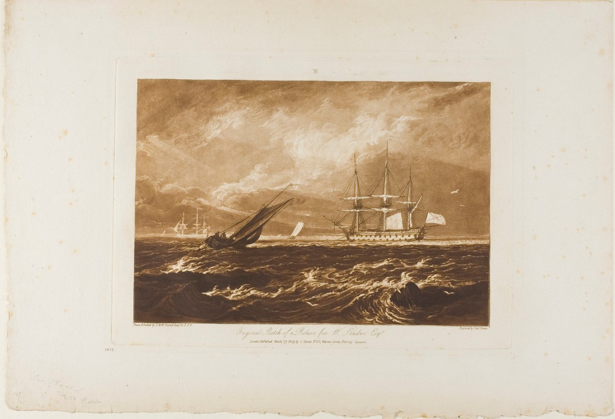 The Leader Sea Piece, deska 20 od Liber Studiorum od Joseph Mallord William Turner