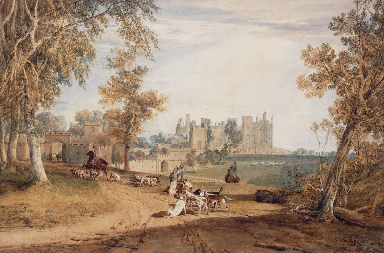 Severozápadní fronta, Cassiobury, se psy a lovci, od Joseph Mallord William Turner