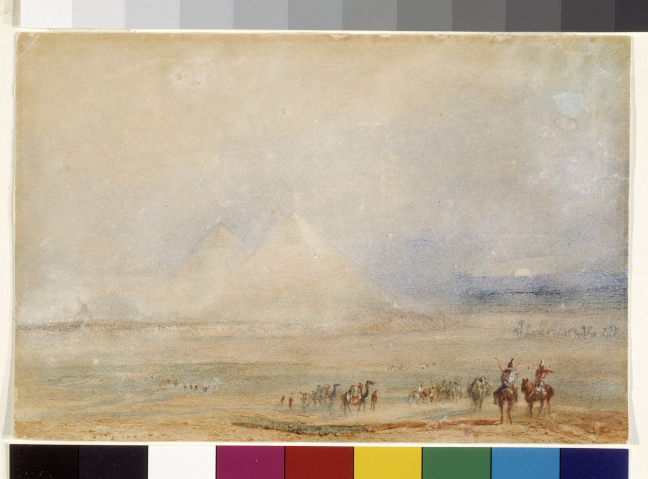 Pyramidy v Gize, kolem roku 1832 (akvarel na bílém papíře) od Joseph Mallord William Turner