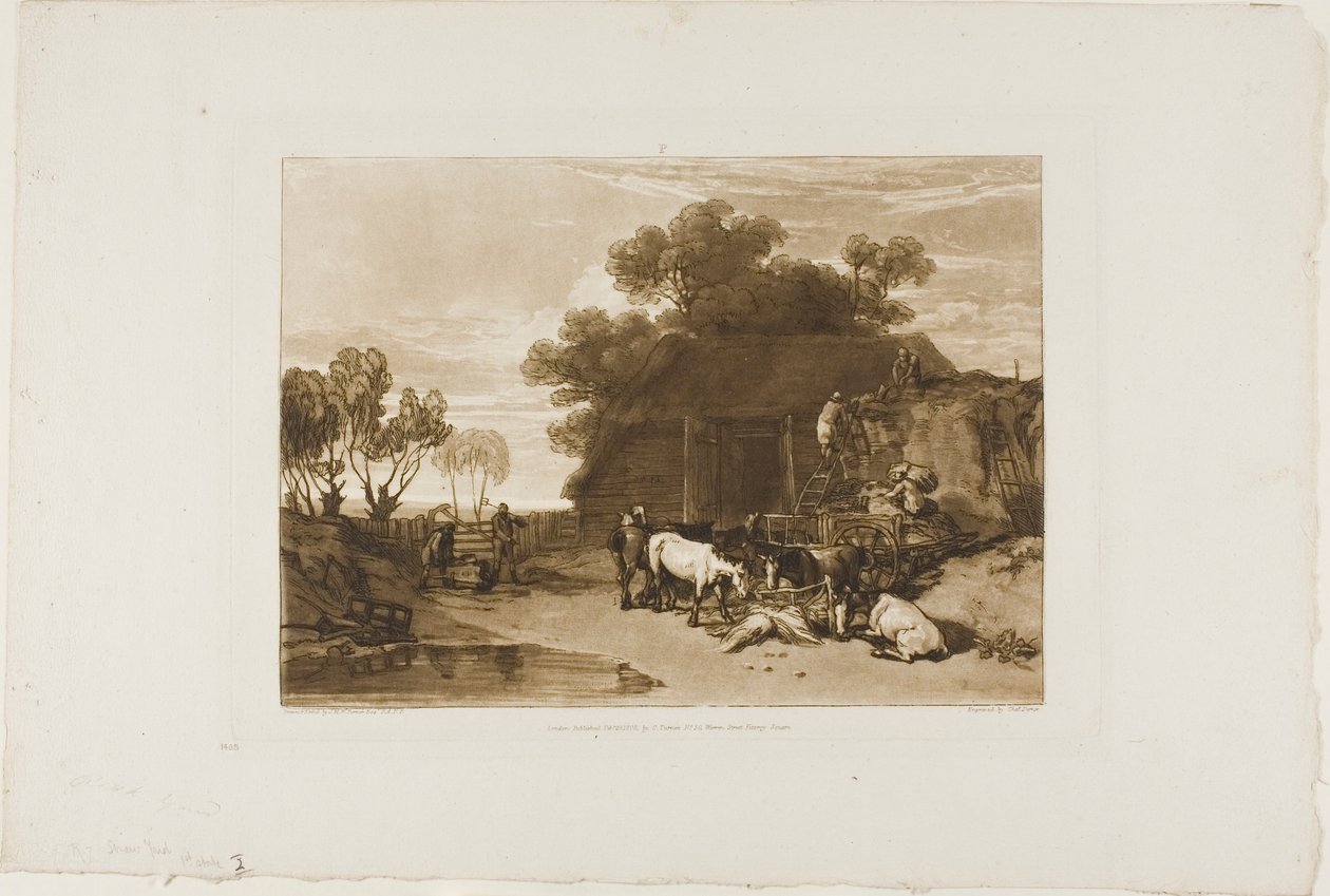The Straw Yard, deska 7 od Liber Studiorum od Joseph Mallord William Turner
