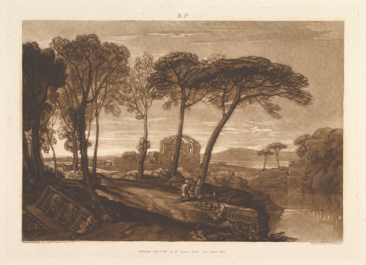 Chrám Minervy Medica Liber Studiorum, část V, deska 23, 1. ledna 1811. od Joseph Mallord William Turner