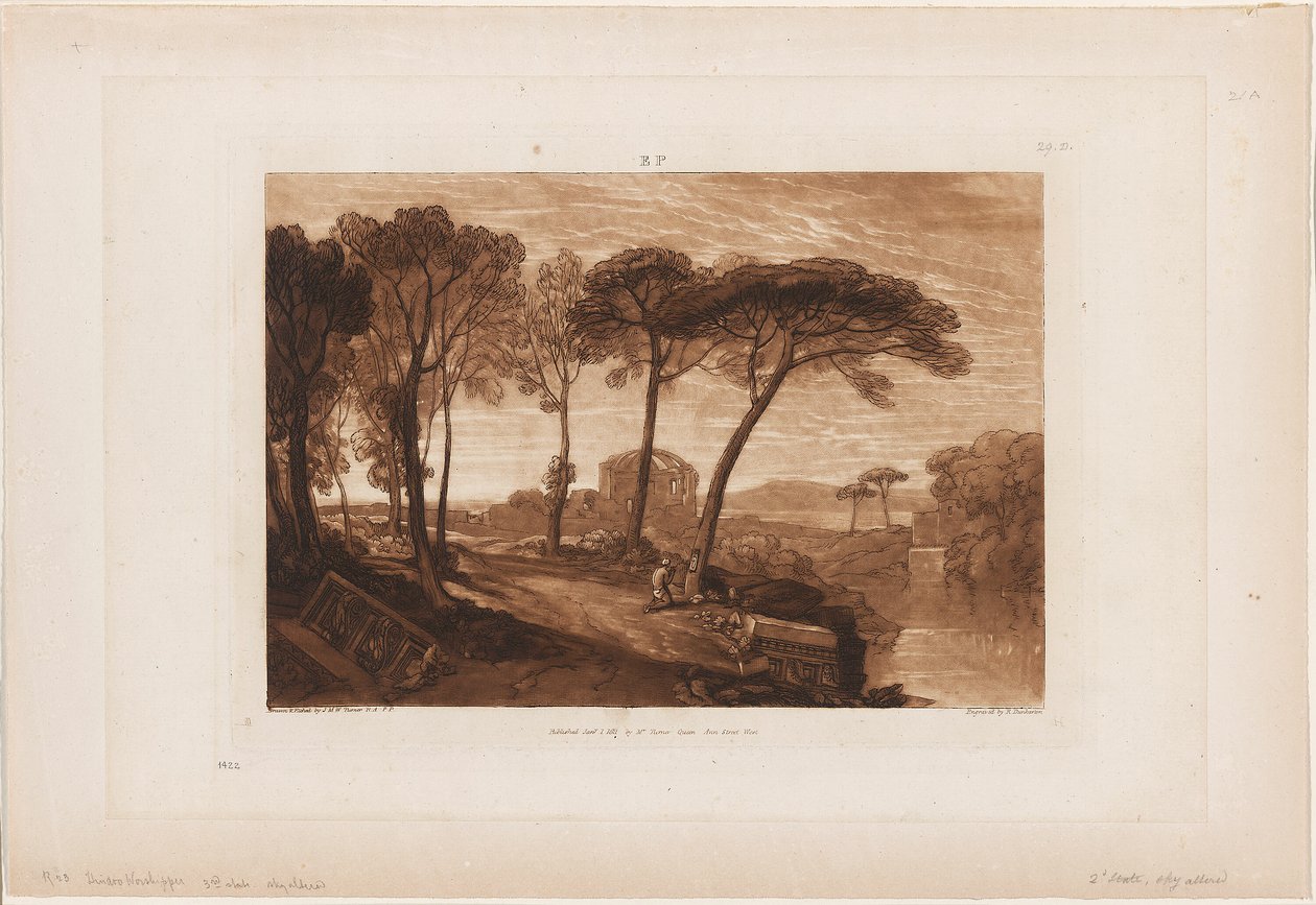 Chrám Minervy Medica, deska 23 z Liber Studiorum od Joseph Mallord William Turner