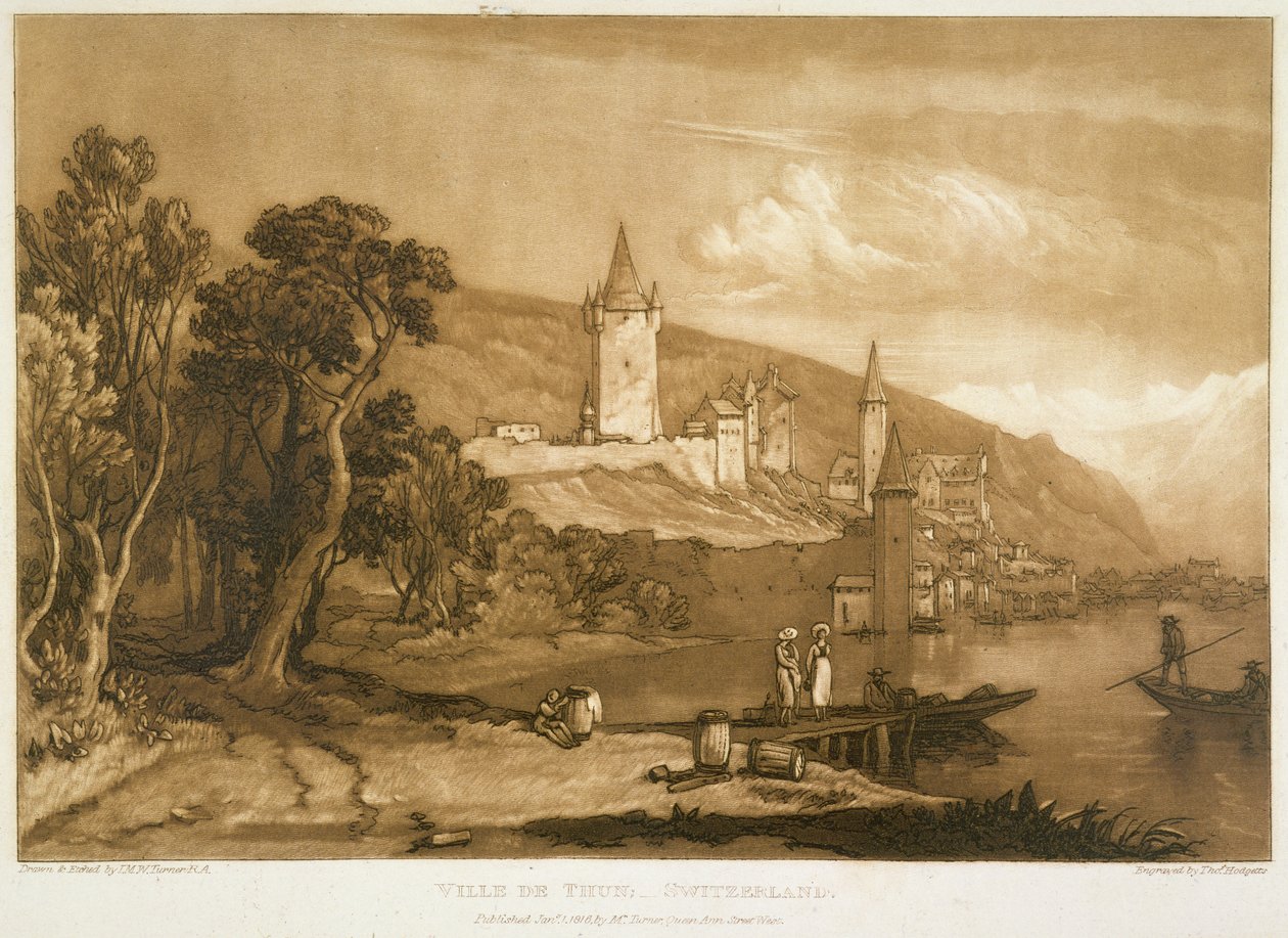 Město Thun, z „Liber Studiorum“, vyryté Thomasem Hodgettsem, 1816 od Joseph Mallord William Turner