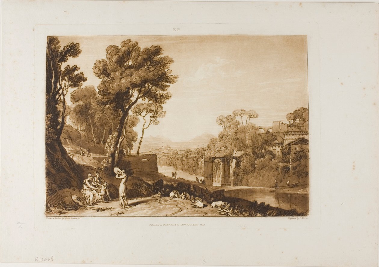 Žena a tamburína, deska 3 od Liber Studiorum od Joseph Mallord William Turner