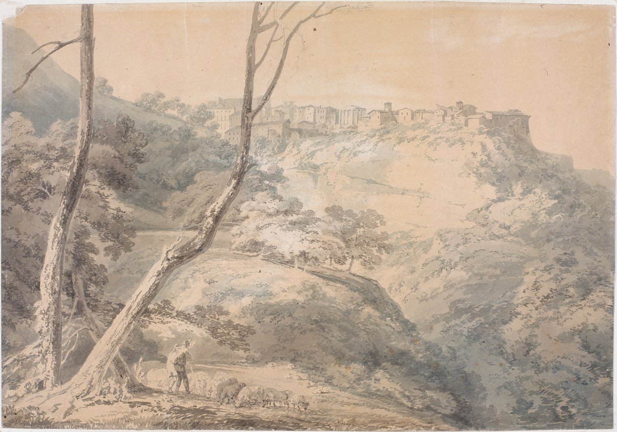 Tivoli s chrámem Sibyly (tužka a akvarel na papíře (na desce)) od Joseph Mallord William Turner