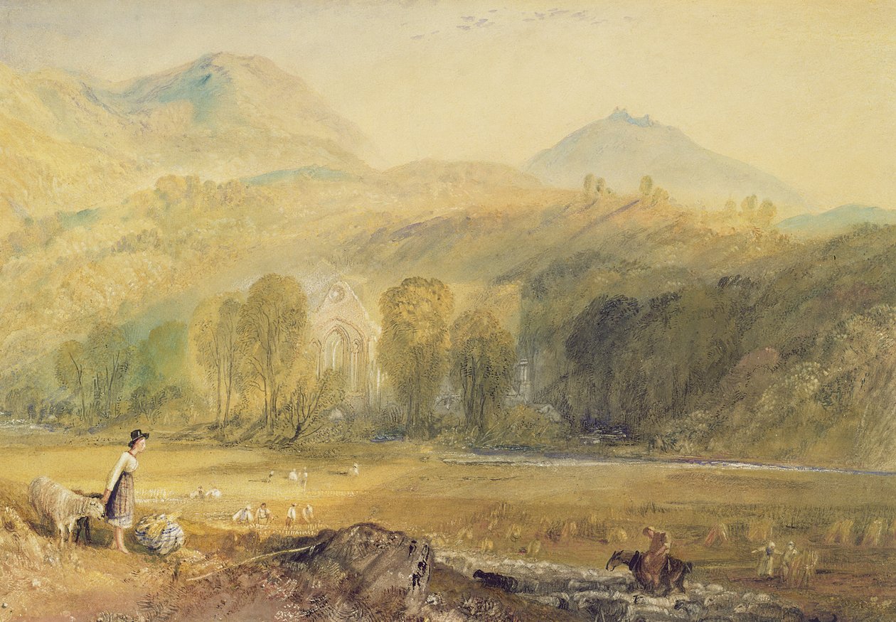 Valle Crucis Abbey, Denbighshire, cca 1826 (akvarel na papíře) od Joseph Mallord William Turner