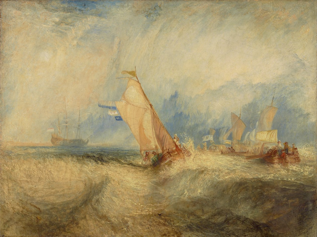 Van Tromp, který se snažil vyhovět svým pánům, vyplul na moře a pořádně zmokl od Joseph Mallord William Turner
