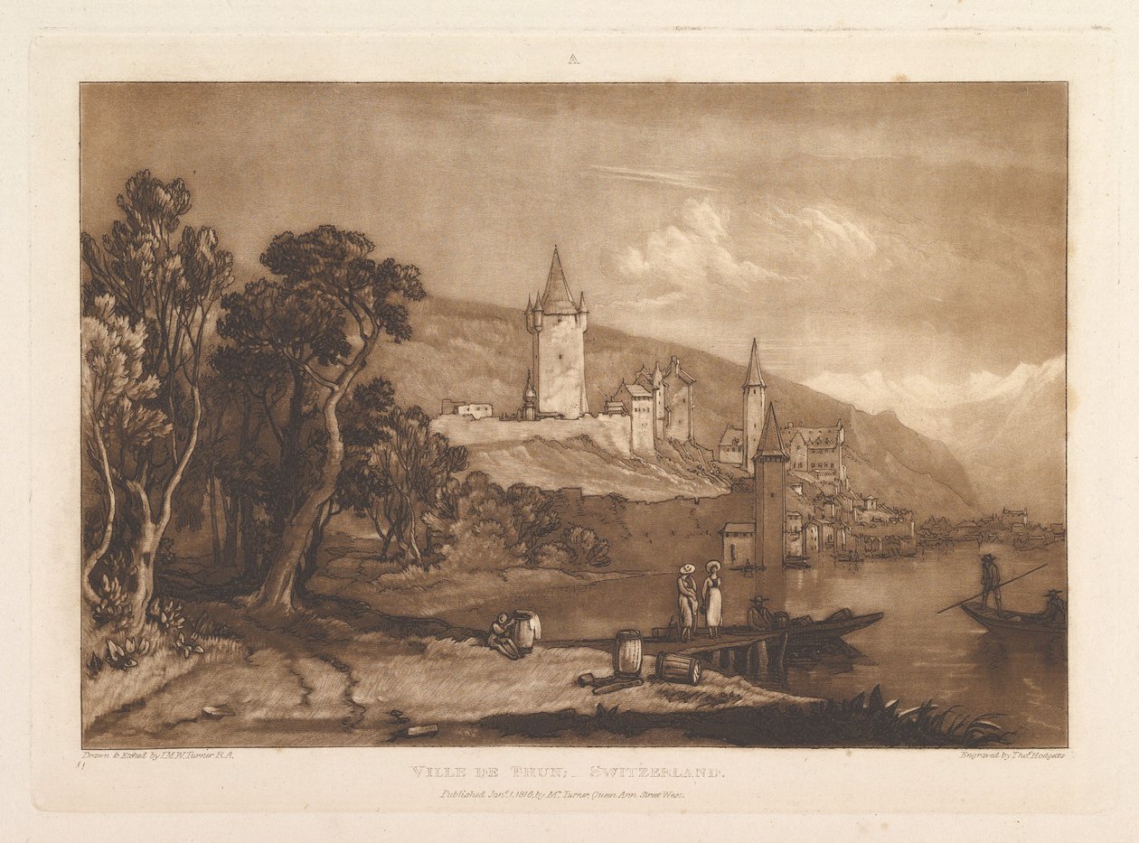Ville de Thun, Švýcarsko Liber Studiorum, část XII, deska 59, 1. ledna 1816. od Joseph Mallord William Turner