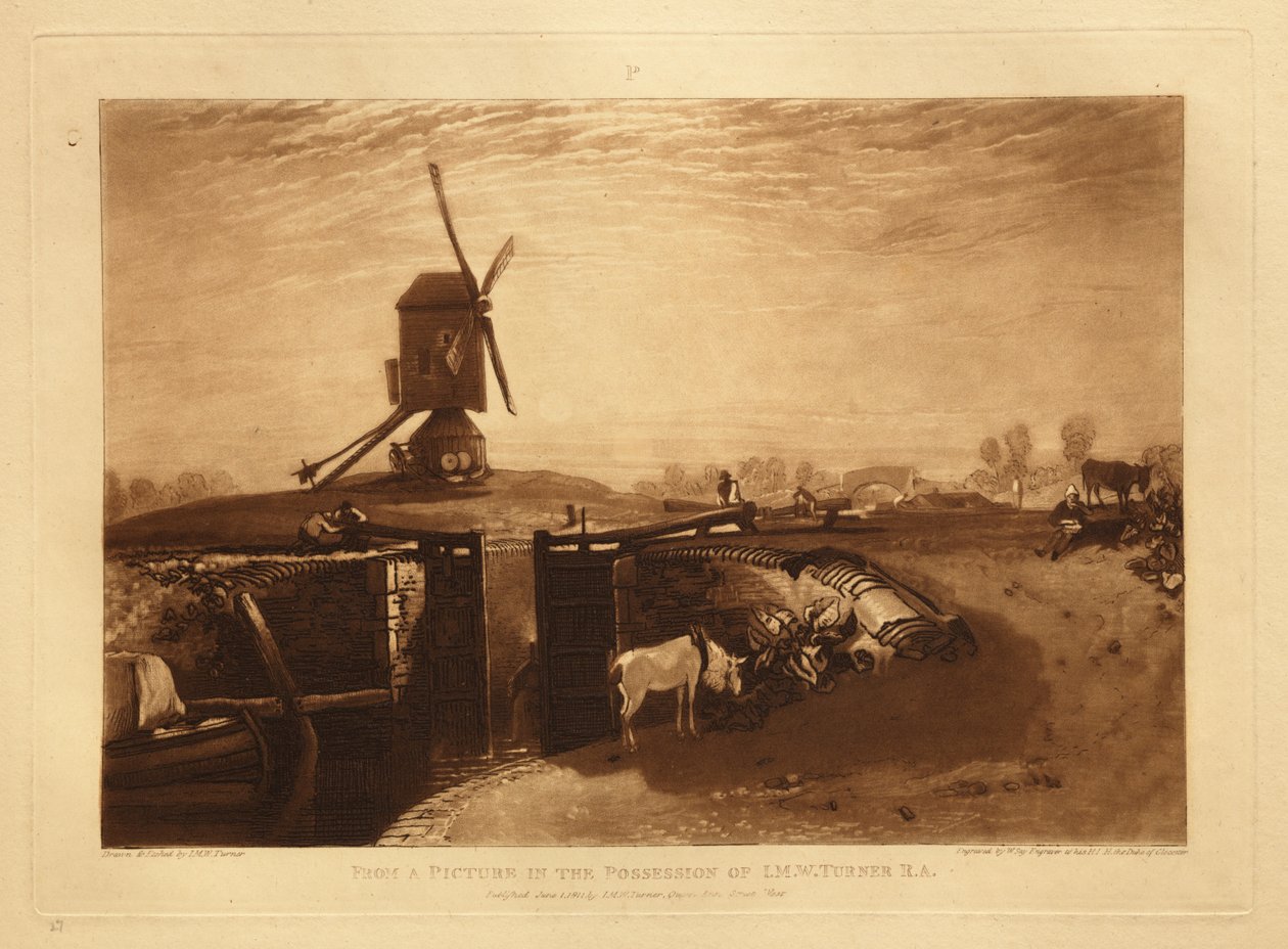 Větrný mlýn a zdymadlo od Joseph Mallord William Turner