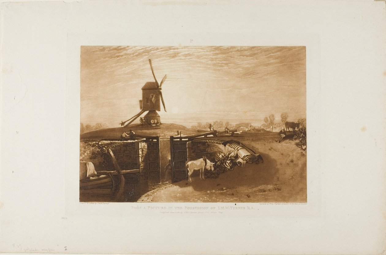 Windmill and Lock, deska 27 od Liber Studiorum od Joseph Mallord William Turner