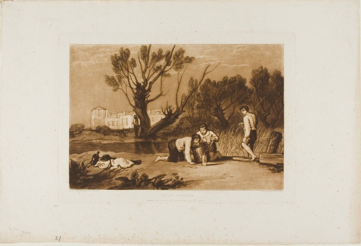 Young Anglers, deska 32 od Liber Studiorum od Joseph Mallord William Turner