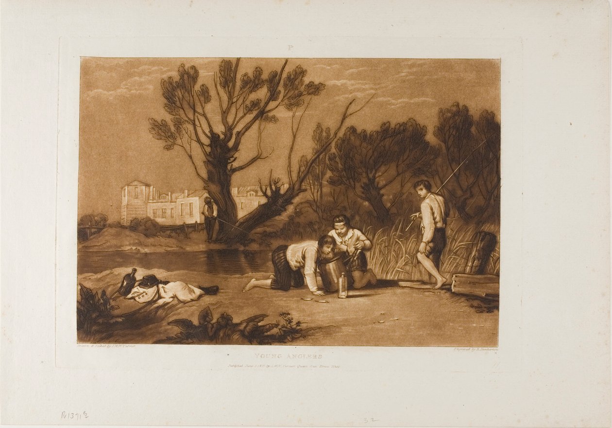 Young Anglers, deska 32 od Liber Studiorum od Joseph Mallord William Turner
