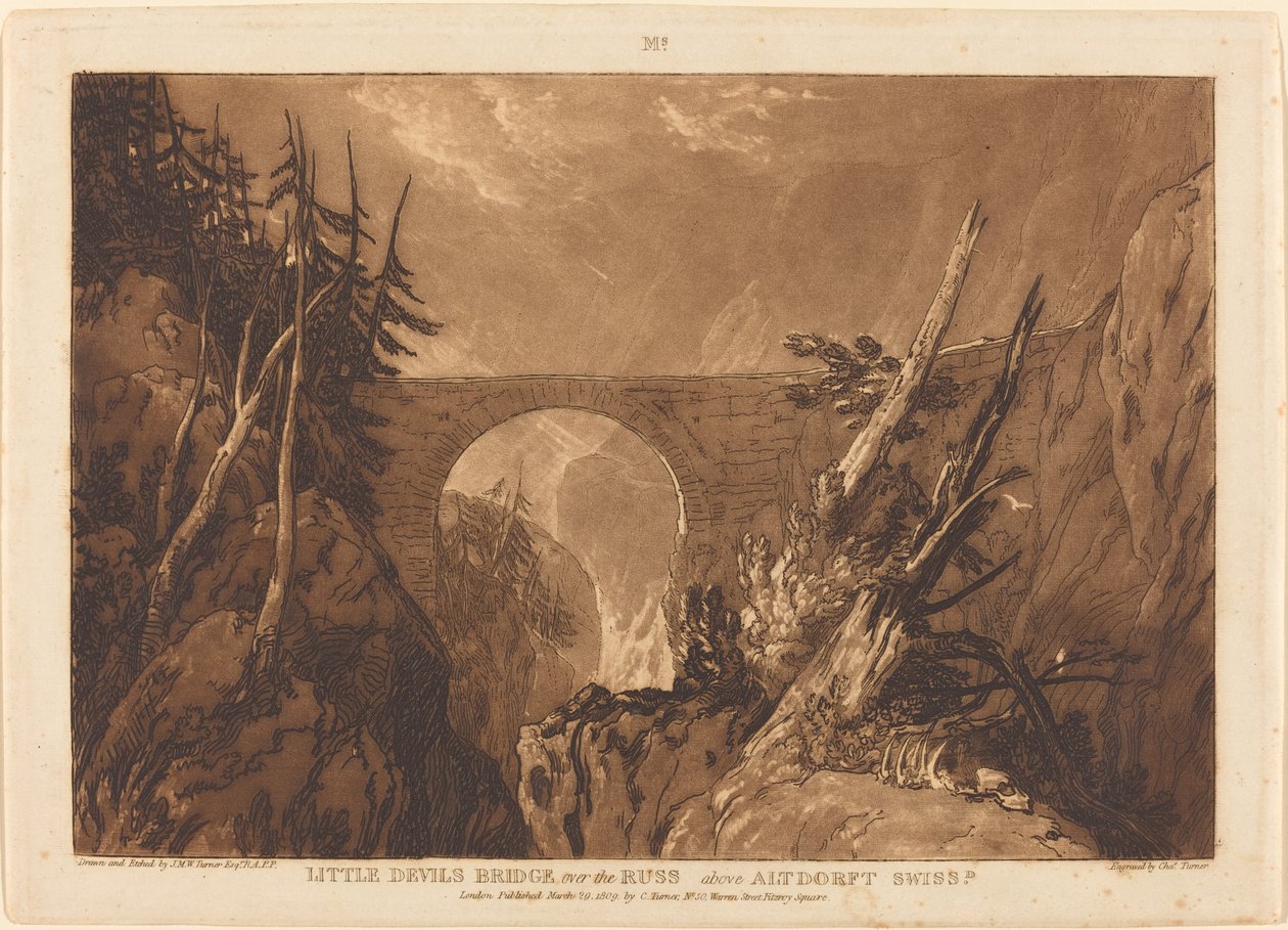 Malý Čertův most od Joseph Mallord William Turner and Charles Turner