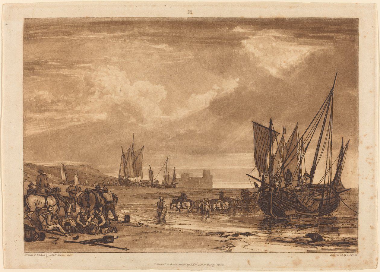 Scéna na francouzském pobřeží od Joseph Mallord William Turner and Charles Turner